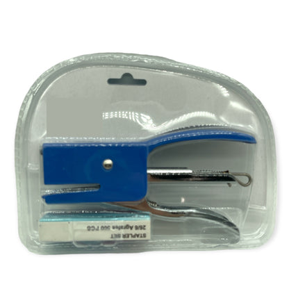 Stapler with 500 Staples in 3 Colors - Red, Blue and Black