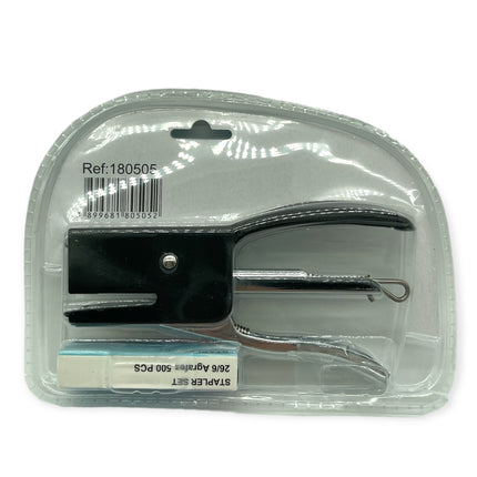 Stapler with 500 Staples in 3 Colors - Red, Blue and Black