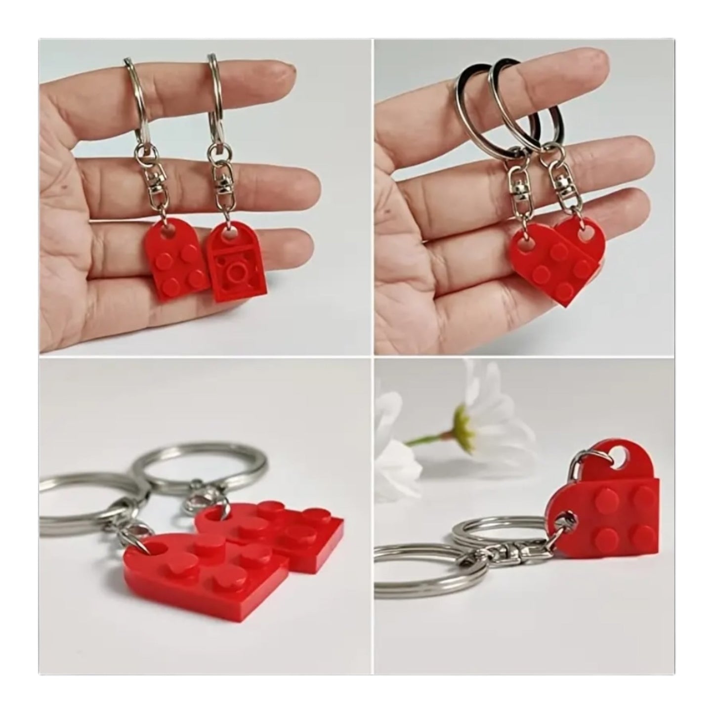 Keychain with Connected Hearts in Radiant Red 
