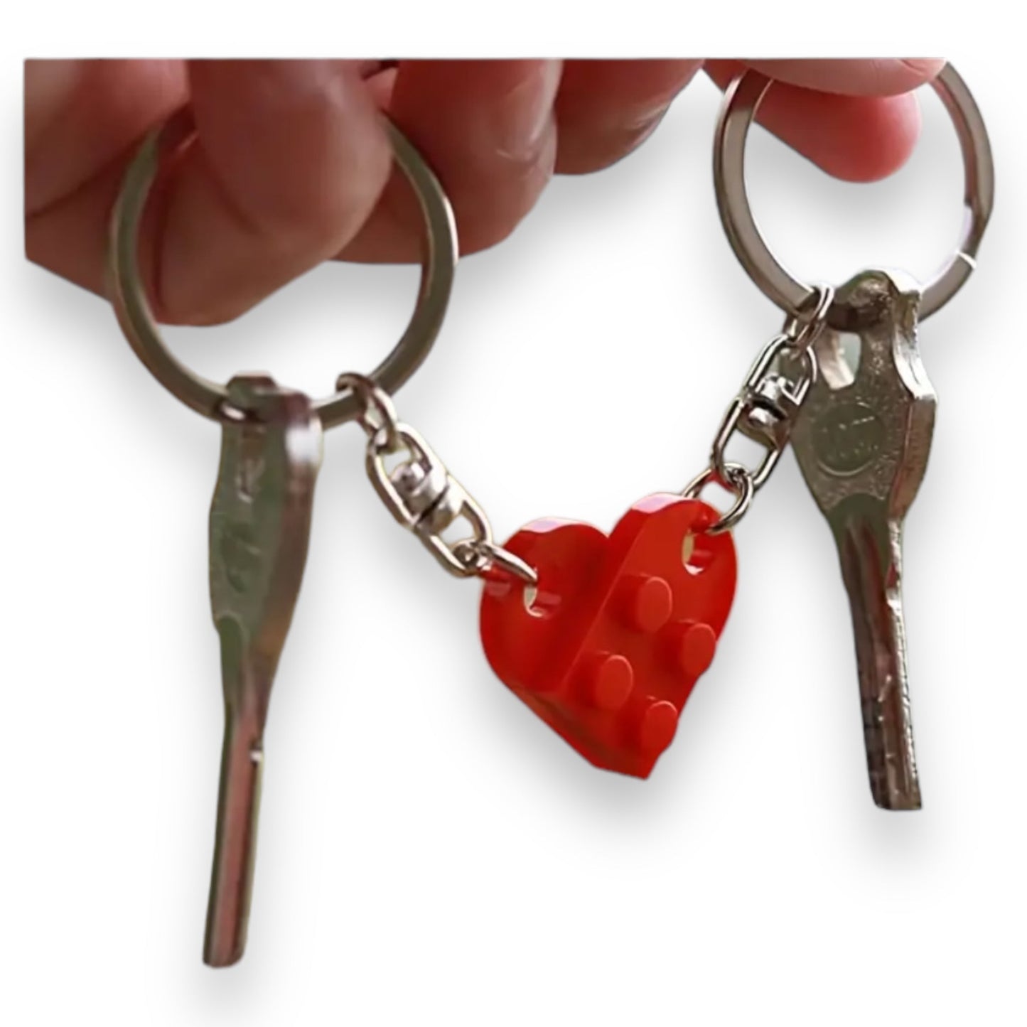 Keychain with Connected Hearts in Radiant Red 