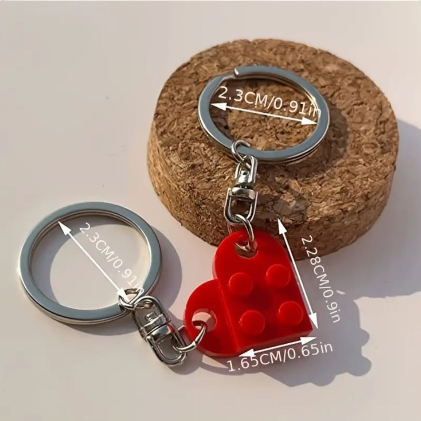 Keychain with Connected Hearts in Radiant Red 