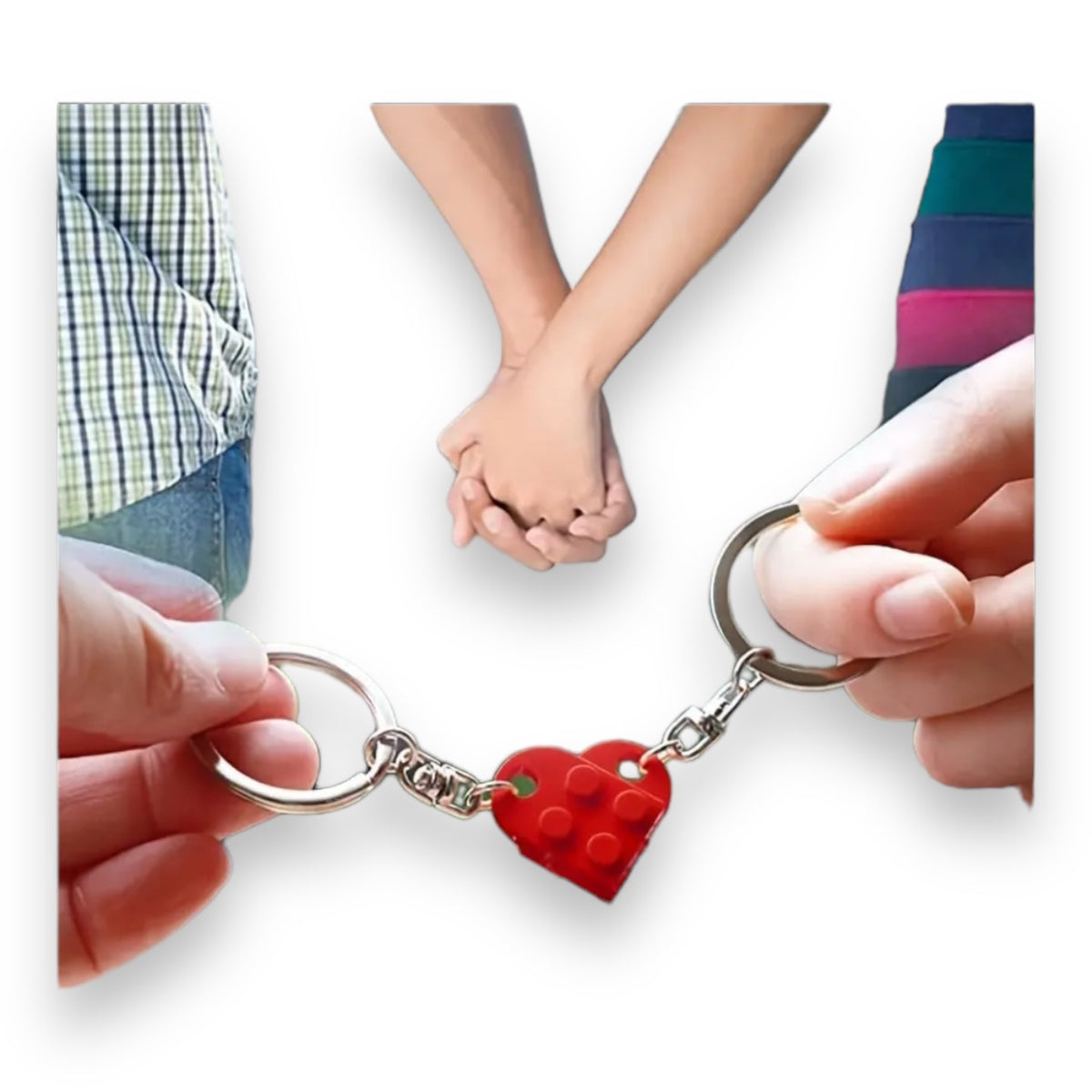 Sleutelhanger Verbonden Harten Rood - Set van 2