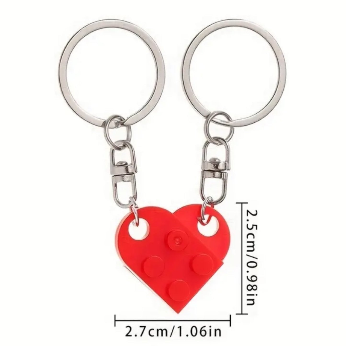 Keychain with Connected Hearts in Radiant Red 