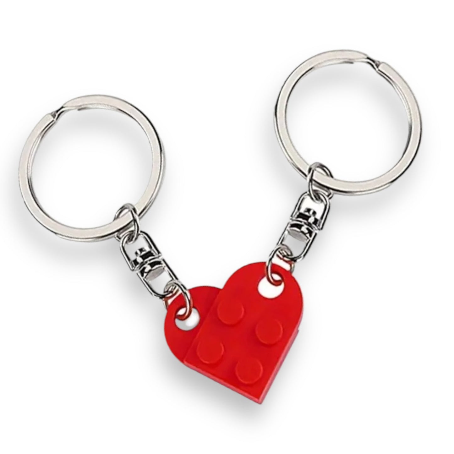 Keychain with Connected Hearts in Radiant Red 