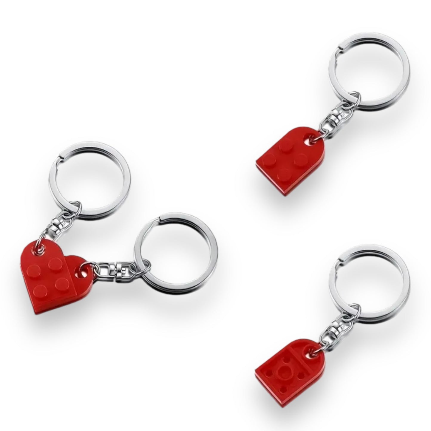 Keychain with Connected Hearts in Radiant Red 