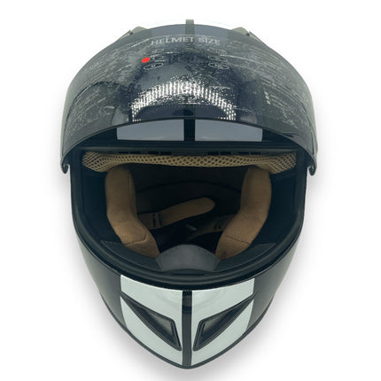 BHR Black With White Motor Gross Helmet Size: S