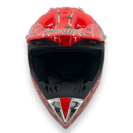 BHR Vette Rode Motor Helm Met Spin Motief Medium