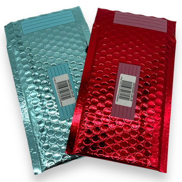 Bubbelenvelop Metallic 21 x 14 cm - Rood of Lichtblauw
