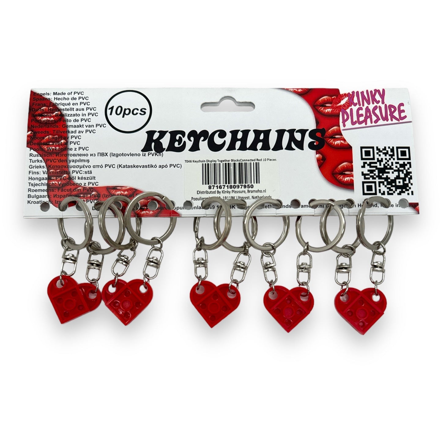 Keychain with Connected Hearts in Radiant Red 