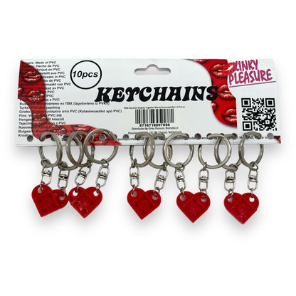 Keychain with Connected Hearts in Radiant Red 