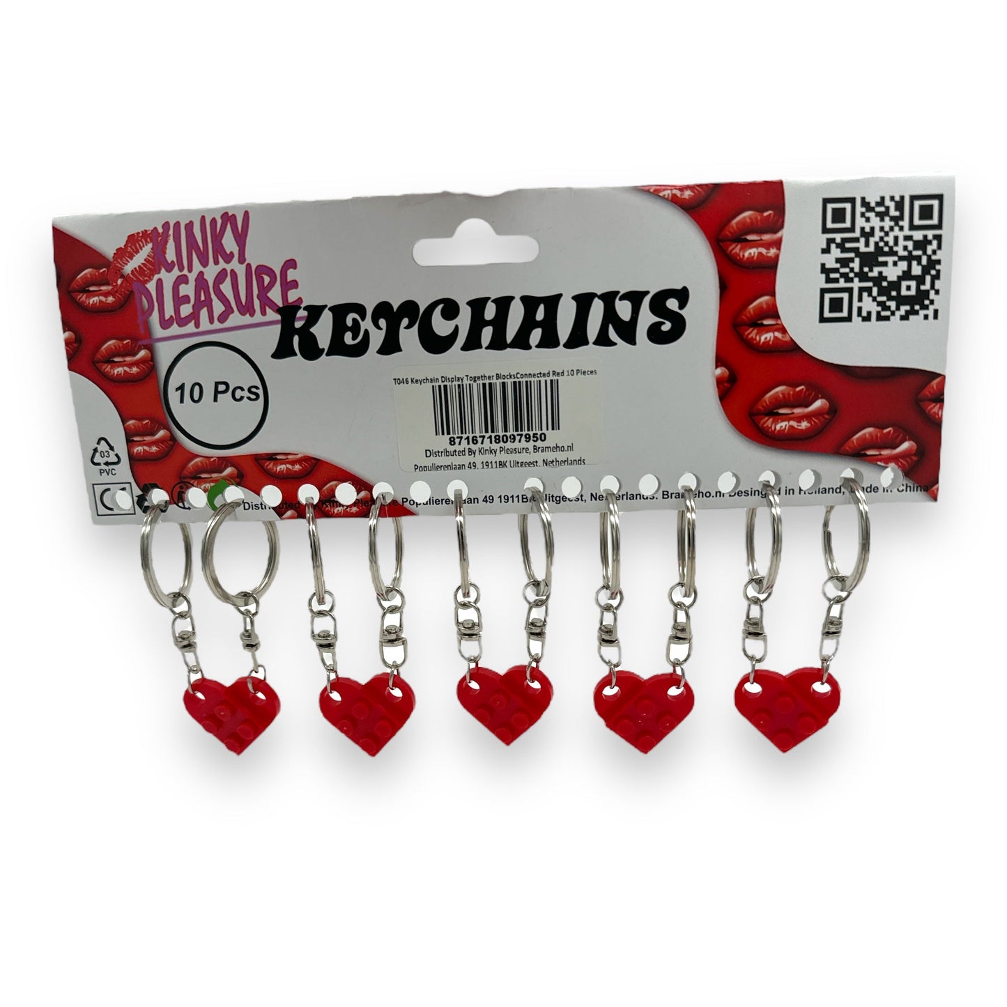 Keychain with Connected Hearts in Radiant Red 