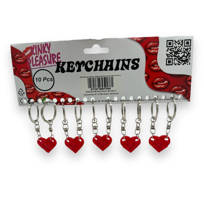 Keychain with Connected Hearts in Radiant Red 