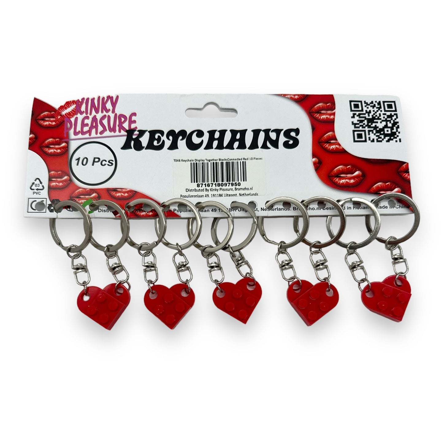 Keychain with Connected Hearts in Radiant Red 