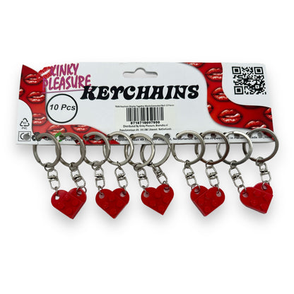 Keychain with Connected Hearts in Radiant Red 