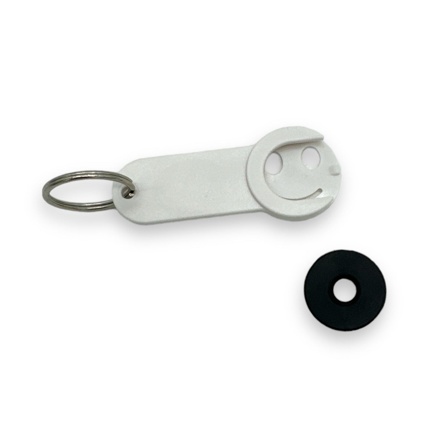 Keychain with Smiley Face and Shopping Cart Coin 