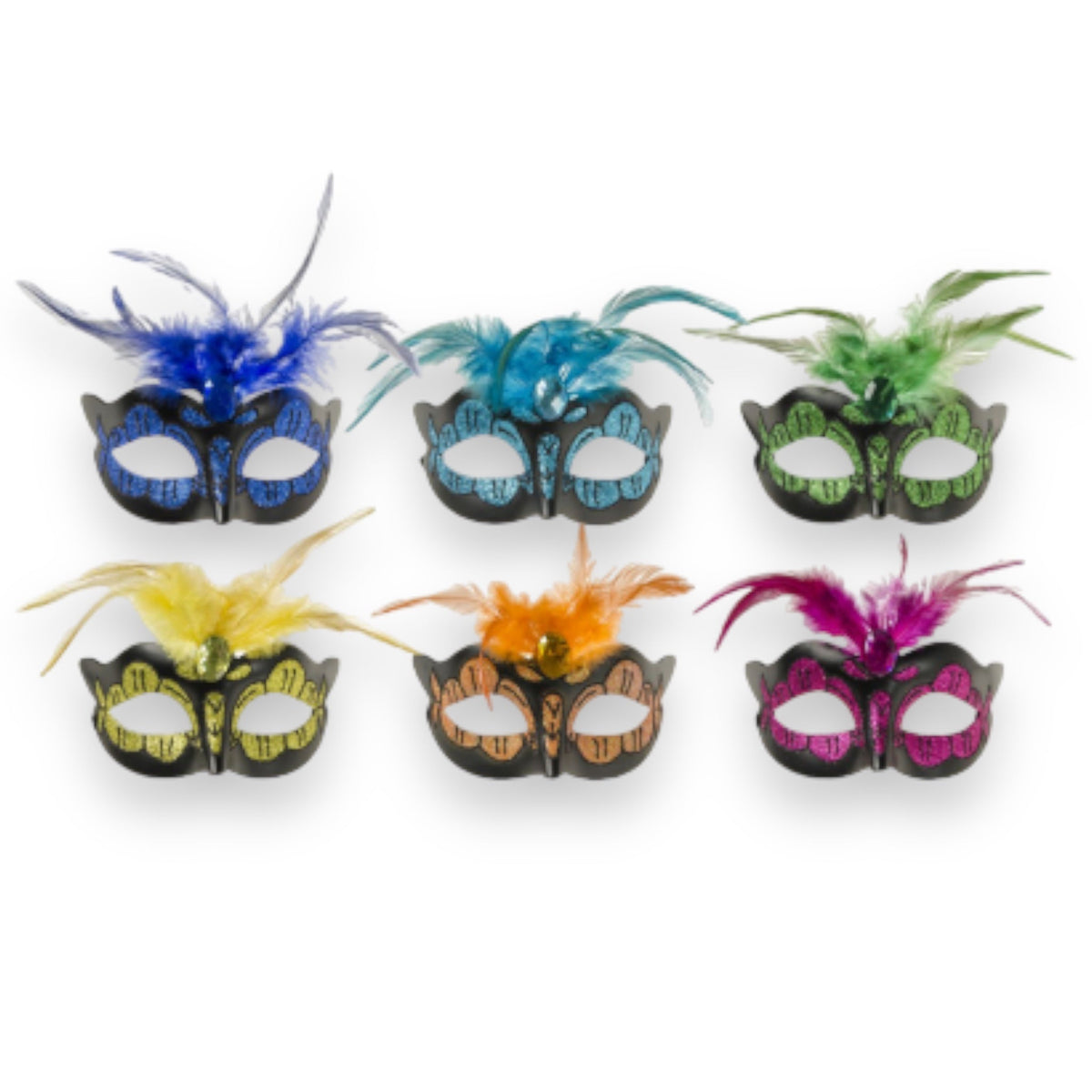 Venetiaans Masker met Diamantje - 6 kleuren