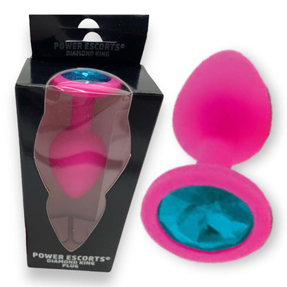Power Escorts - BR133 - Diamond King - Silicone Butt Plug - Pink - 6 Colors - 3 Sizes