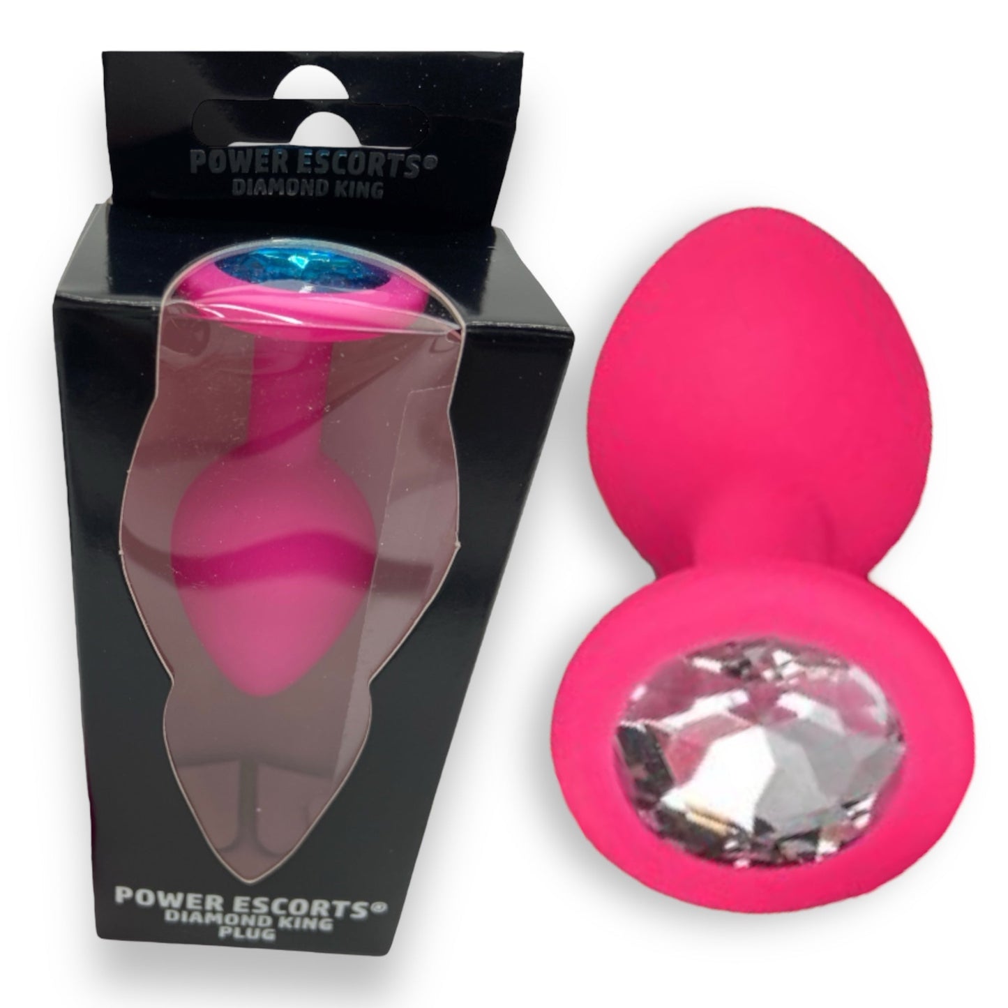 Power Escorts - BR133 - Diamond King - Silicone Butt Plug - Pink - 6 Colors - 3 Sizes