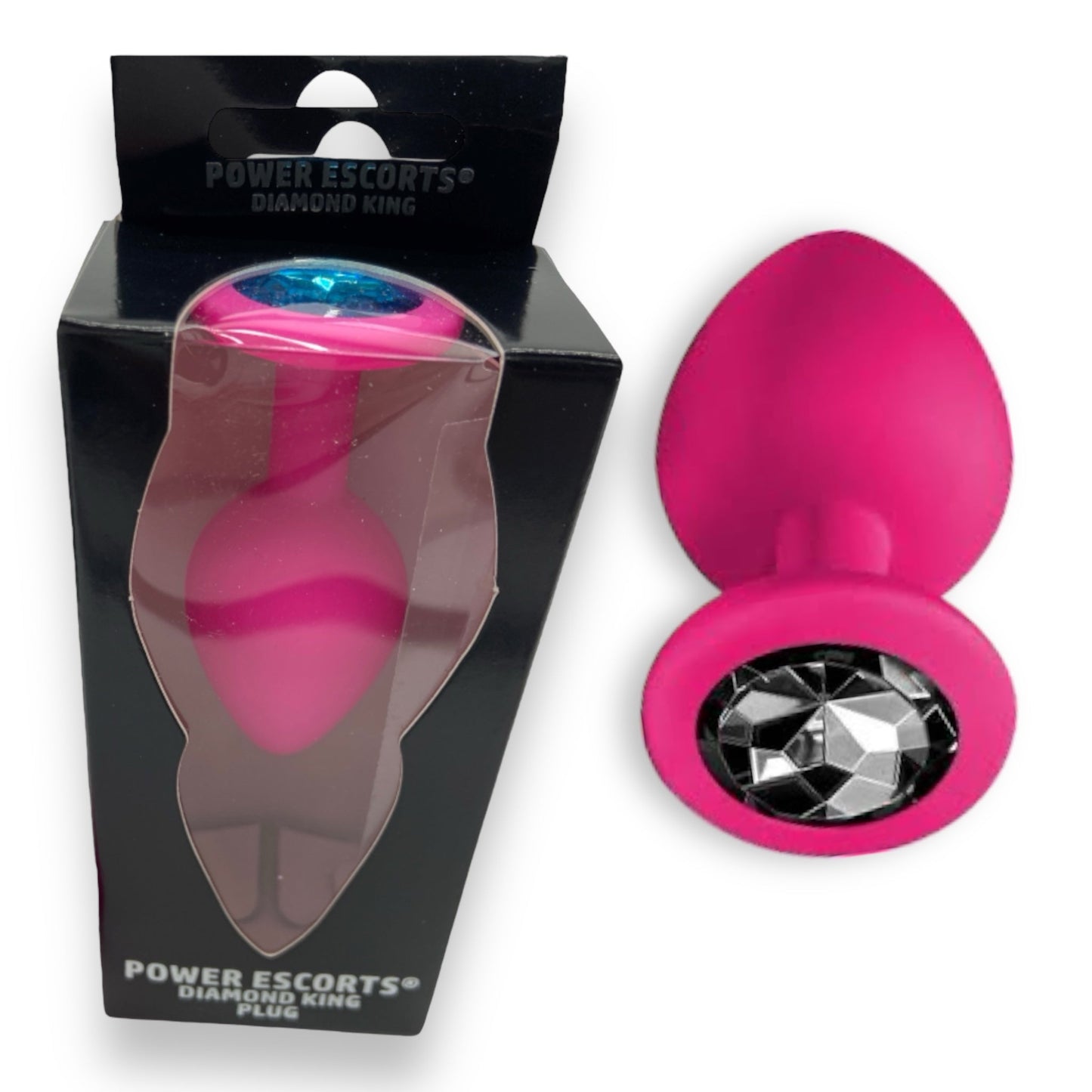 Power Escorts - BR133 - Diamond King - Silicone Butt Plug - Pink - 6 Colors - 3 Sizes