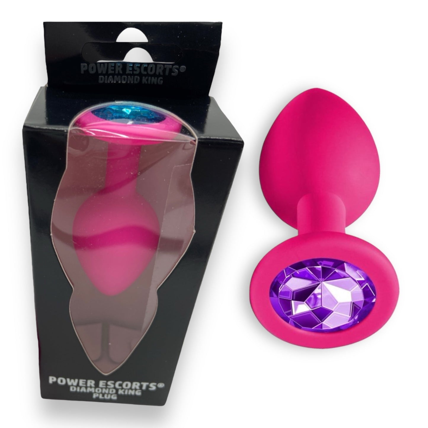 Power Escorts - BR133 - Diamond King - Silicone Butt Plug - Pink - 6 Colors - 3 Sizes