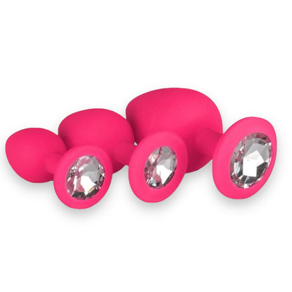 Power Escorts - BR134 - Silicone Butt Plug - Pink - 3 Pack - 6 Colors