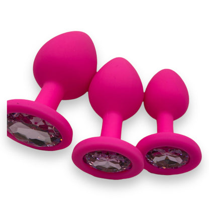 Power Escorts - BR134 - Silicone Butt Plug - Pink - 3 Pack - 6 Colours