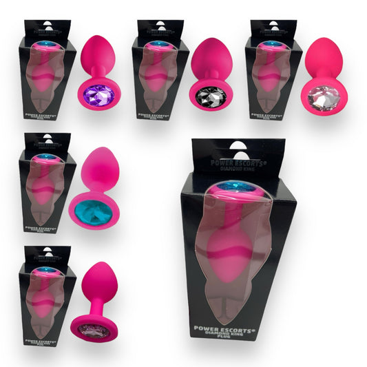 Power Escorts - BR133 - Diamond King - Silicone Butt Plug - Pink - 6 Colours - 3 Sizes