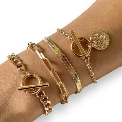 Boho-Chic Bracelets Set of 4 Pieces In Gold