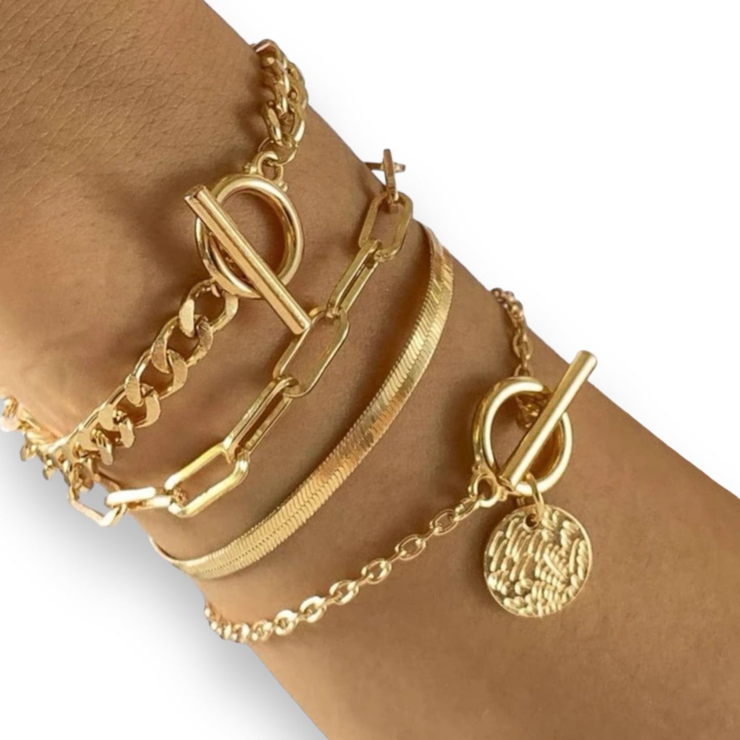 Boho-Chique Armbanden Set van 4 Stuks In Het Goud