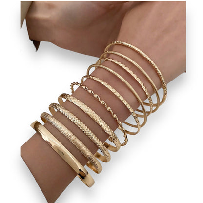 Boho-Chique Armbanden Set van 10 Stuks Verkrijgbaar in Het Goud & Zilver