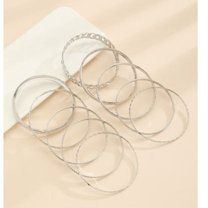 Boho-Chic Bracelets Set of 10 Pieces Silver 