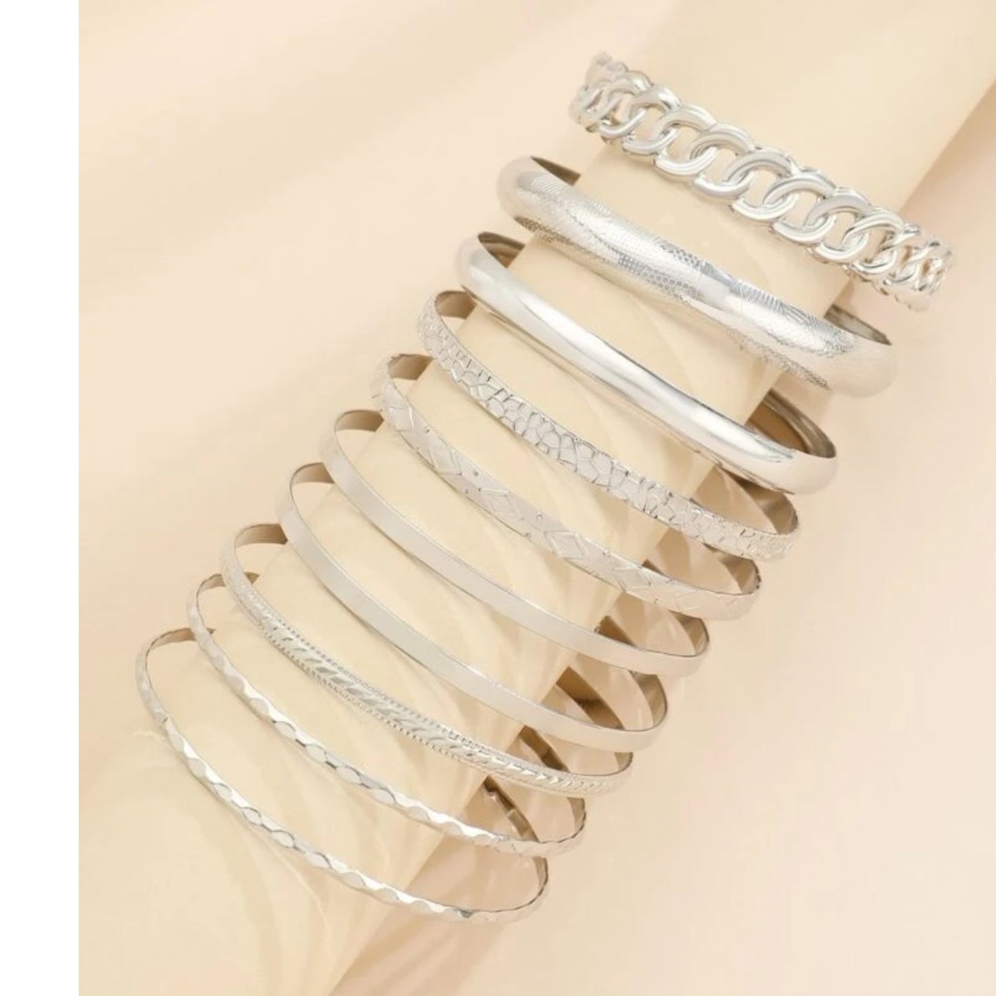 Boho-Chic Bracelets Set of 10 Pieces Silver 