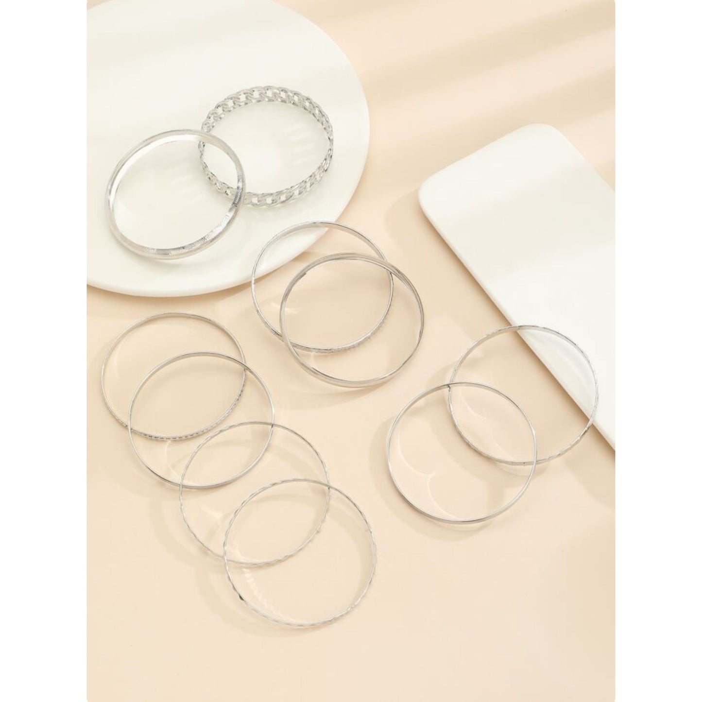 Boho-Chique Armbanden Set van 10 Stuks Zilver