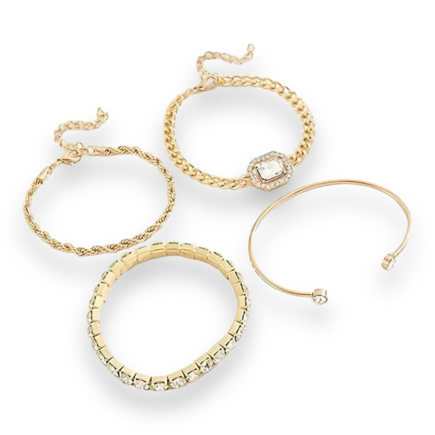 Boho-Chique Diamanten Armbanden Set van 4 Stuks Verkrijgbaar in Het Goud & Zilver