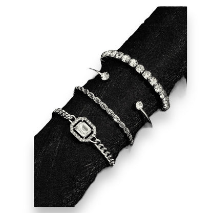 Boho-Chique Diamanten Armbanden Set van 4 Stuks Verkrijgbaar in Het Goud & Zilver