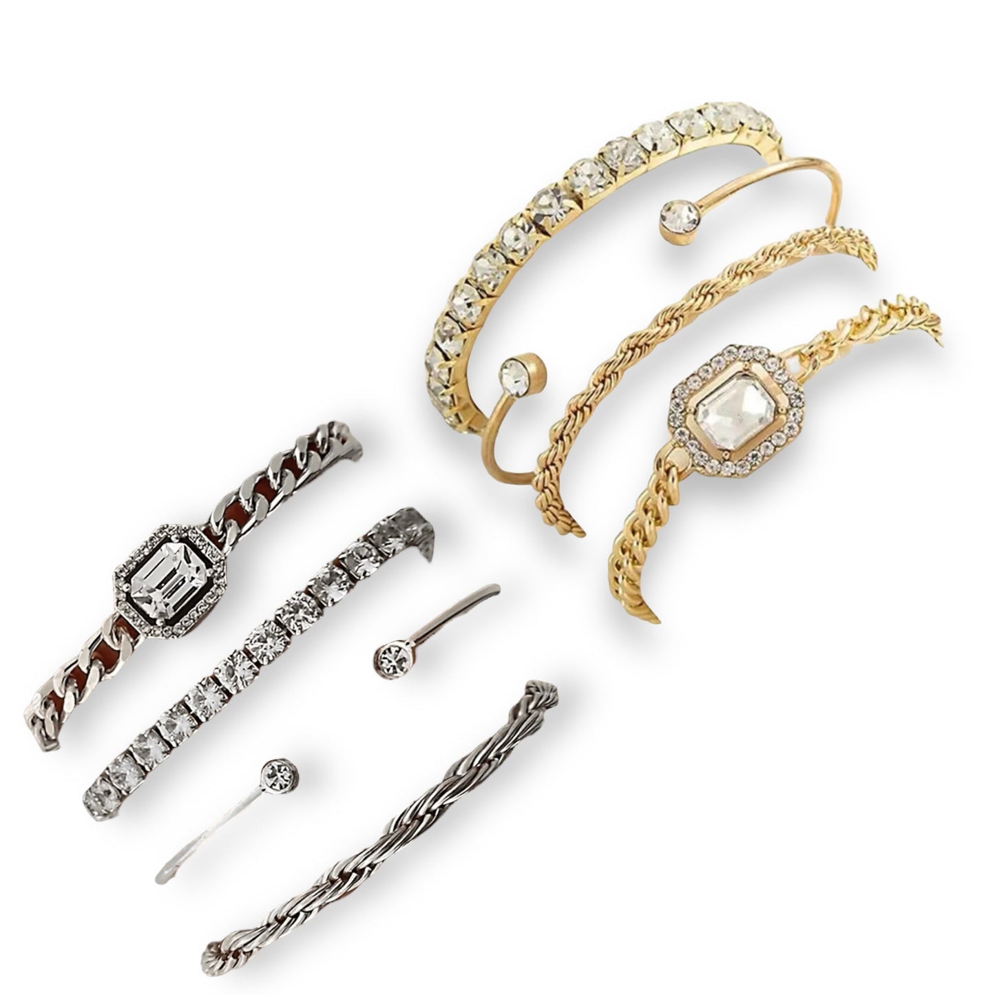 Boho-Chique Diamanten Armbanden Set van 4 Stuks Verkrijgbaar in Het Goud & Zilver