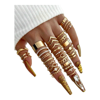 Boho-Chic Rings Set of 30 Pieces Available in Gold &amp; Silver 