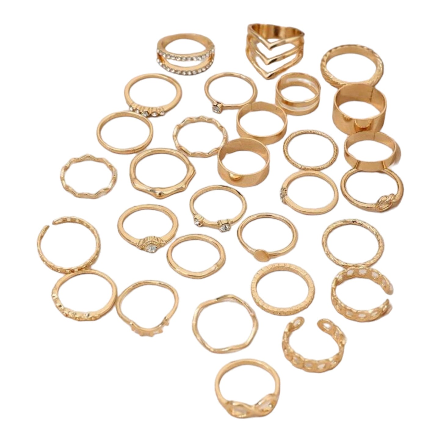 Boho-Chic Rings Set of 30 Pieces Available in Gold &amp; Silver 