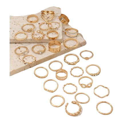 Boho-Chique Ringen Set van 30 Stuks Verkrijgbaar in Het Goud & Zilver