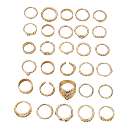 Boho-Chique Ringen Set van 30 Stuks Verkrijgbaar in Het Goud & Zilver