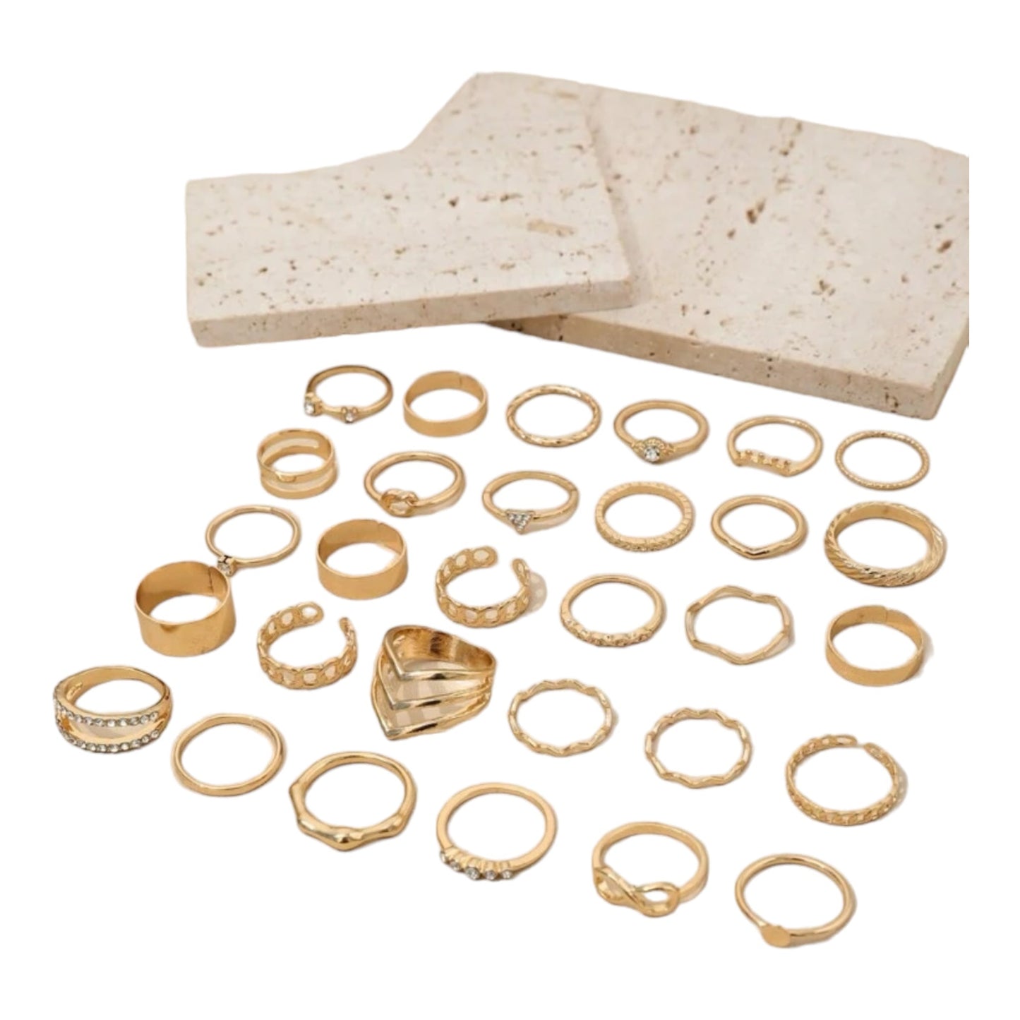 Boho-Chic Rings Set of 30 Pieces Available in Gold &amp; Silver 