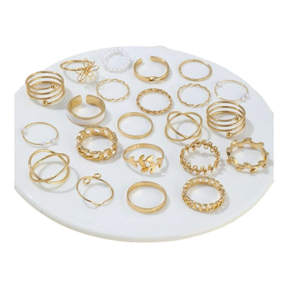 Kinky Pleasure - S025 - Ring Collection Set Gold Or Silver - 22 Pieces