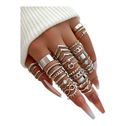 Boho-Chic Rings Set of 30 Pieces Available in Gold &amp; Silver 