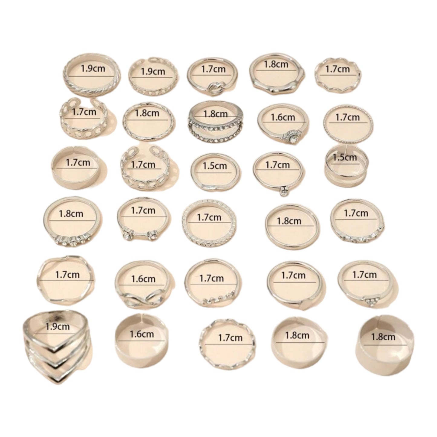 Boho-Chic Rings Set of 30 Pieces Available in Gold &amp; Silver 