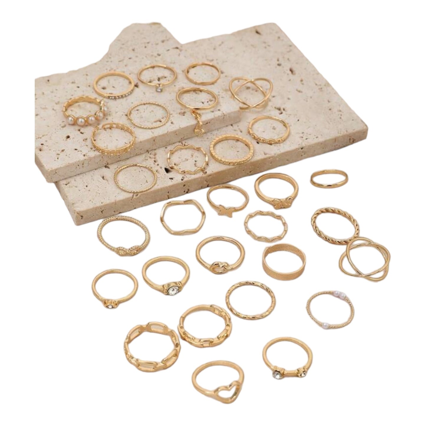 Boho-Chique Ringen Set van 30 Stuks Verkrijgbaar in Het Goud & Zilver