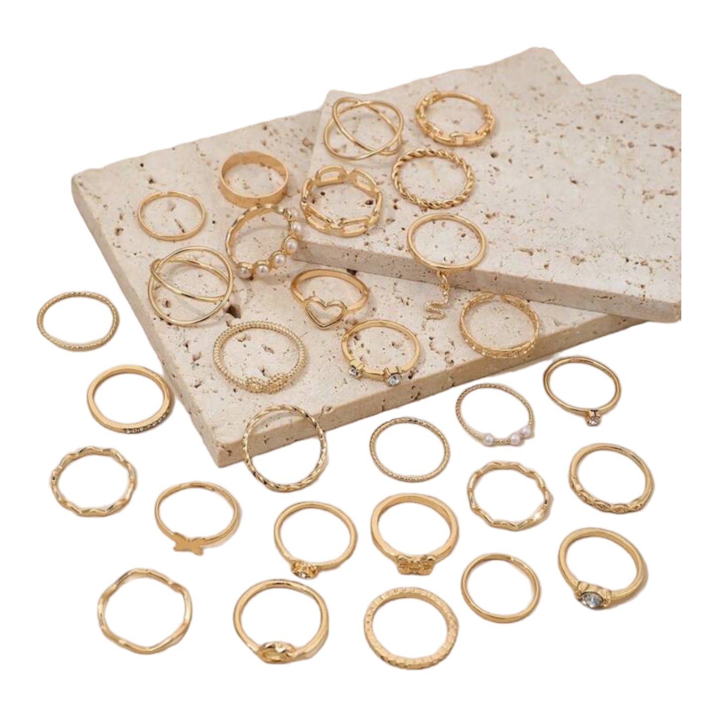 Boho-Chique Ringen Set van 30 Stuks Verkrijgbaar in Het Goud & Zilver