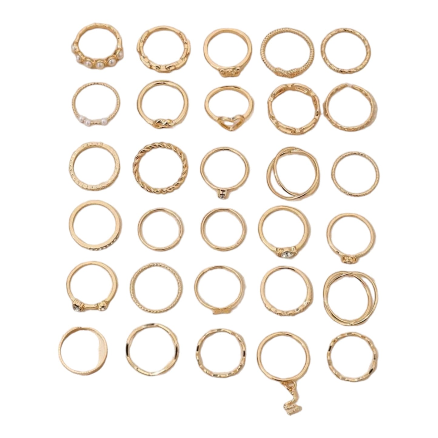Boho-Chique Ringen Set van 30 Stuks Verkrijgbaar in Het Goud & Zilver