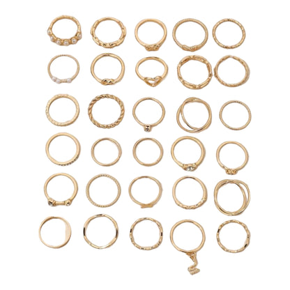 Boho-Chique Ringen Set van 30 Stuks Verkrijgbaar in Het Goud & Zilver