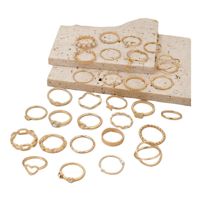 Boho-Chique Ringen Set van 30 Stuks Verkrijgbaar in Het Goud & Zilver