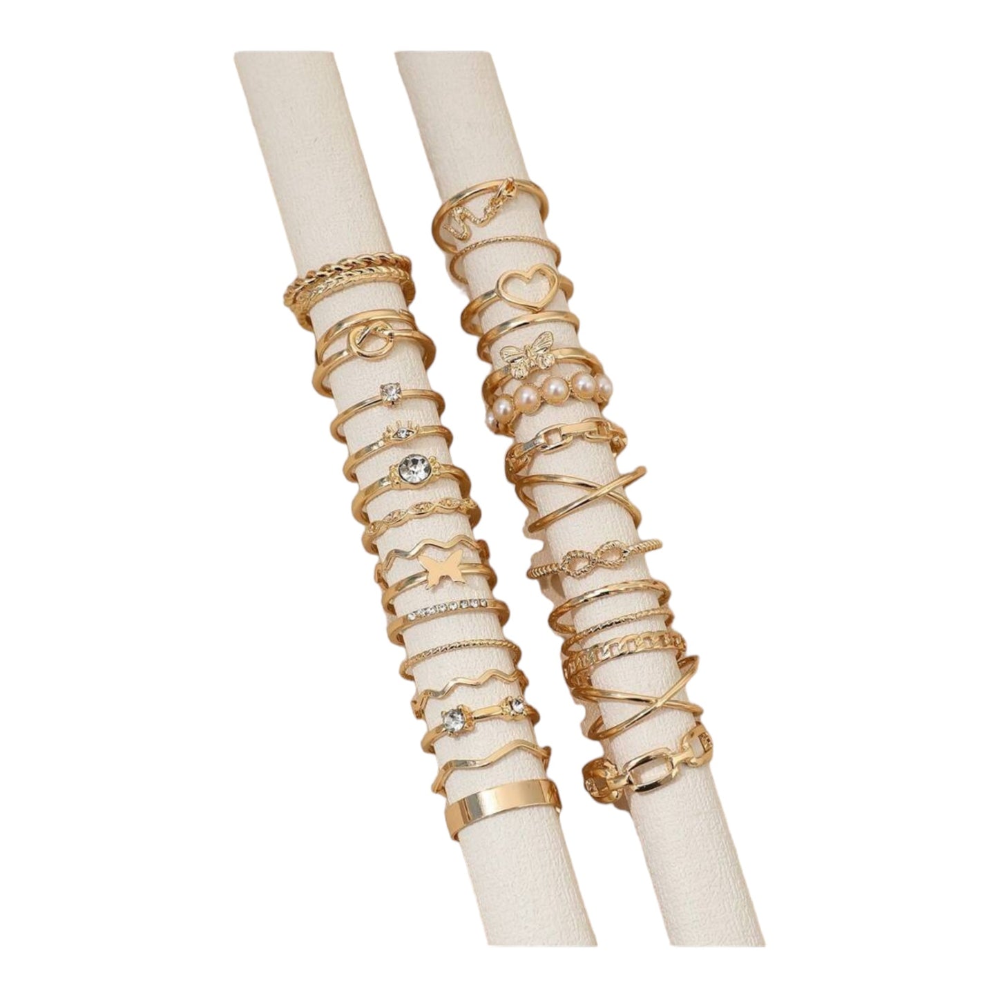 Boho-Chique Ringen Set van 30 Stuks Verkrijgbaar in Het Goud & Zilver